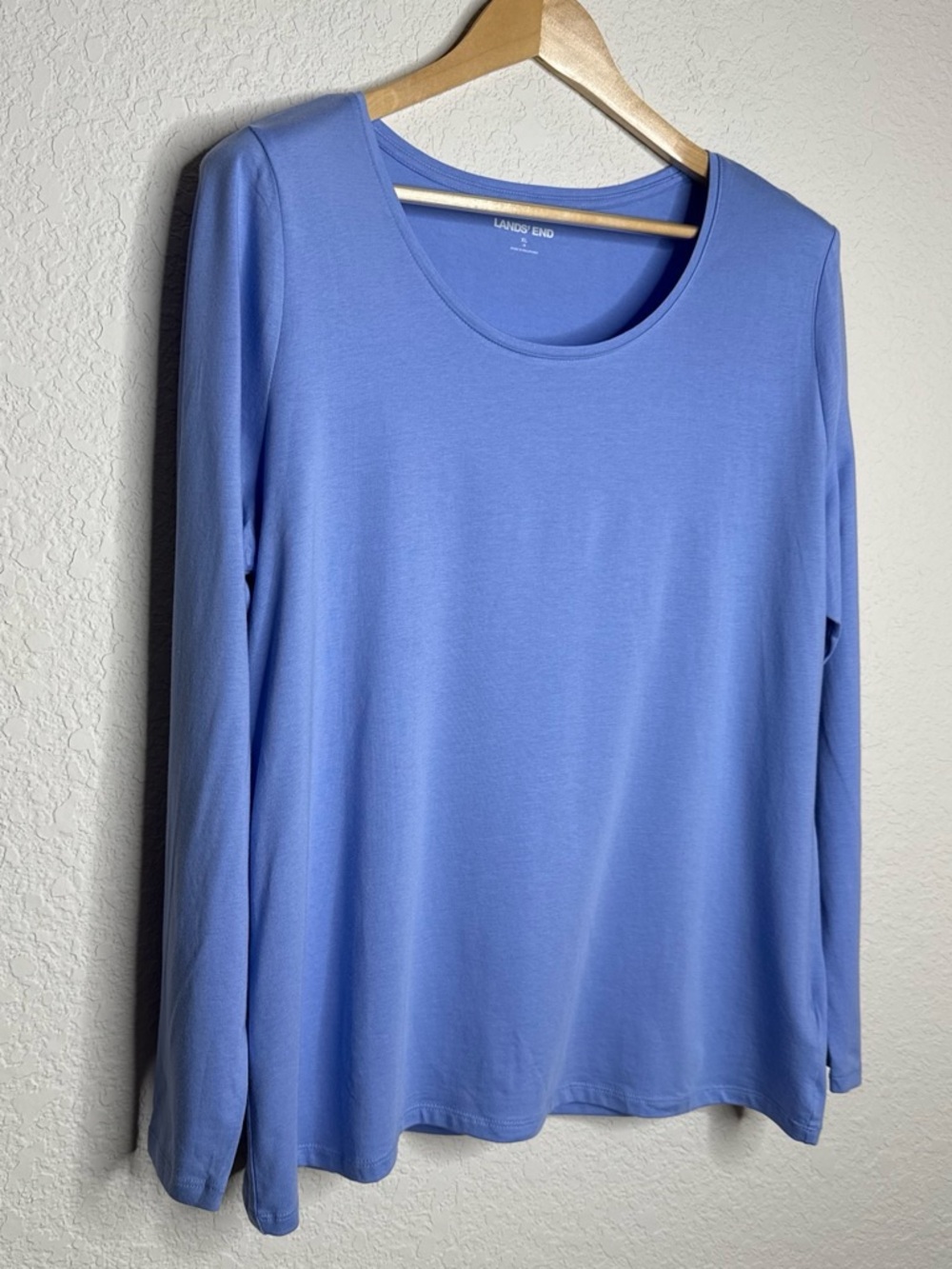 Lands' End Periwinkle Blue Long Sleeve Scoop Neck Tencel Tee NWT Sz XL
